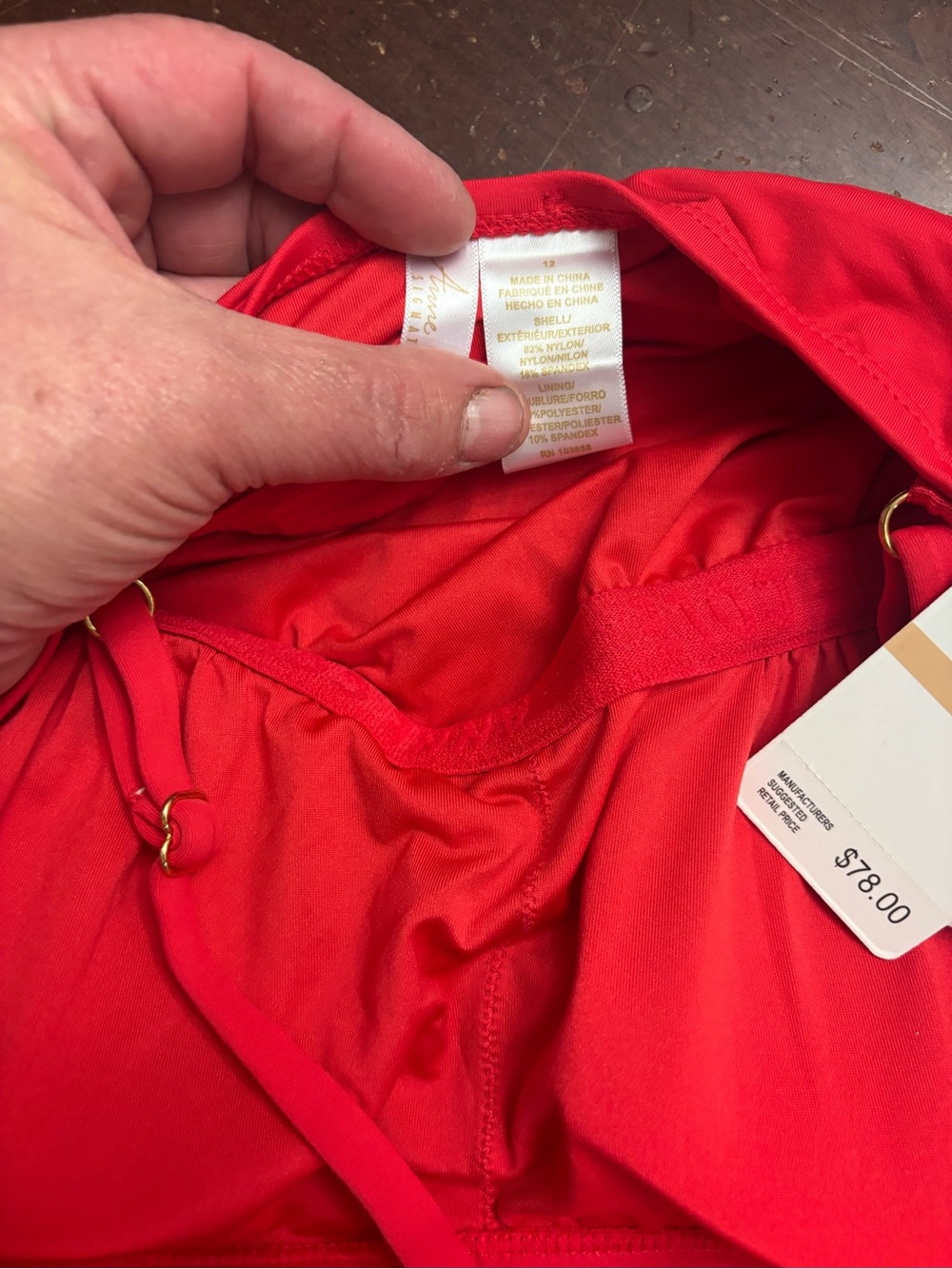 Anne Cole BNWT red cranberry bathing suit one piece vacation maximalist padding - Picture 3 of 5